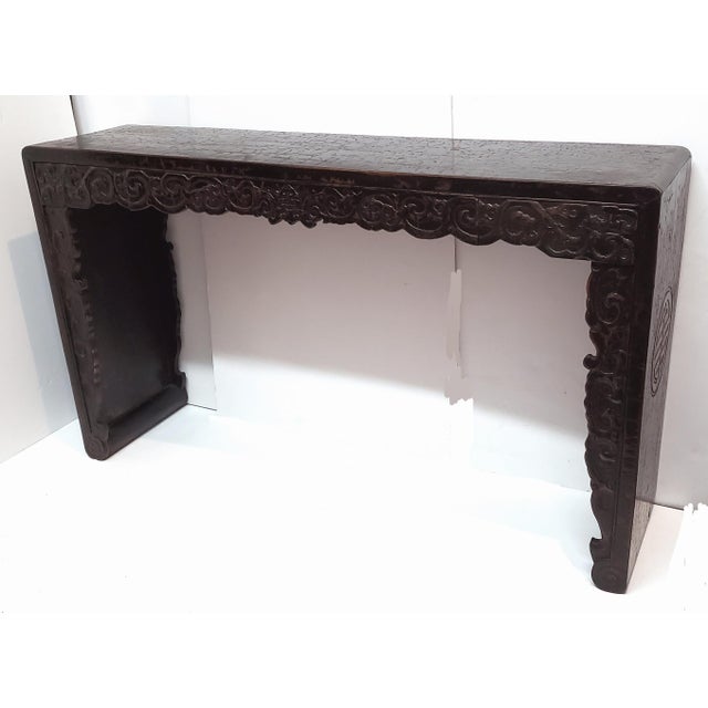 Chinoiserie Two Drawer Long Narrow Console Table With Shou Symbol Chairish