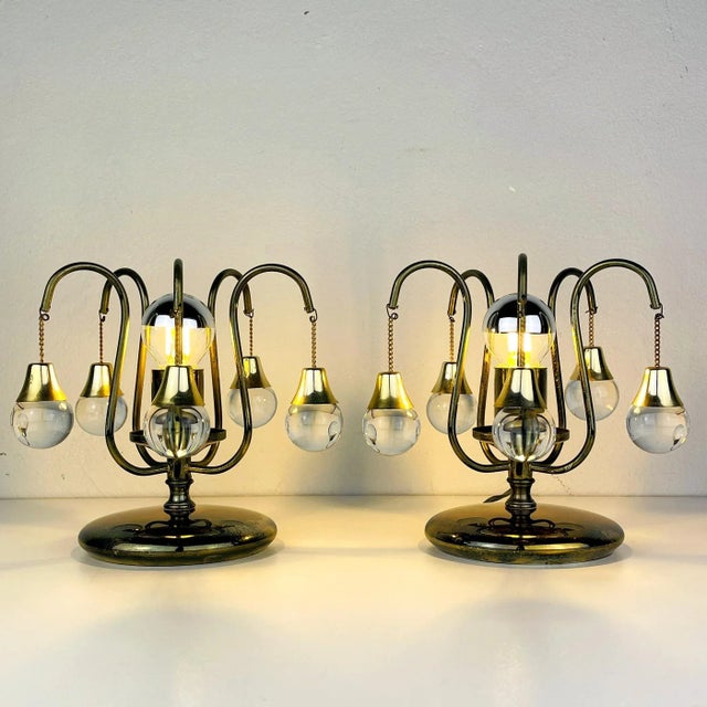 Vintage Glass Ball Table Lamps, Italy, 1960s, Set of 2 For Sale - Image 6 of 14