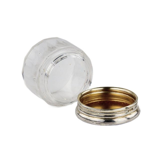 20th Century Lady`s Box in Glass with Silver Guilloché Enamel Lid, England For Sale - Image 4 of 6