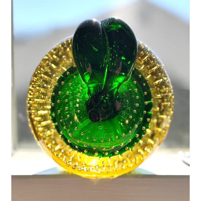 "Rare and Beautiful Color" Murano Mid Century 1950's Art Glass Apple and Pear Bookends For Sale - Image 9 of 11
