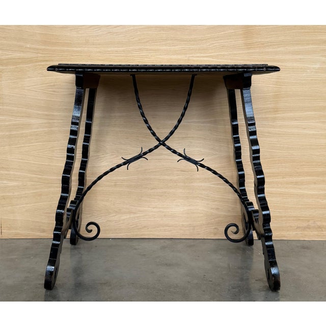 19th Century Ebonized Baroque Spanish Side Table with Lyre Legs For Sale - Image 17 of 18