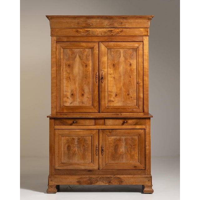 19th Century 19th Century France Warm Honey Oak Carved Oak Two-Part Cabinet For Sale - Image 5 of 11
