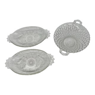 Clear Depression Glass Dishes X 3 For Sale