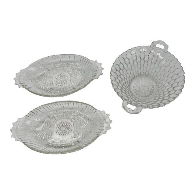 Clear Depression Glass Dishes X 3 For Sale