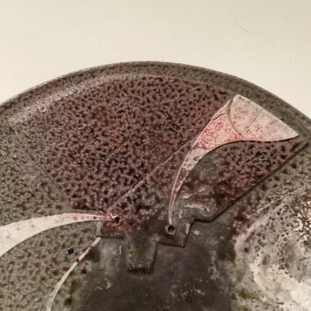 Abstract Vintage Large Scale Abstract Stoneware Studio Pottery Plate/ Wall Art Artist Signed For Sale - Image 3 of 12