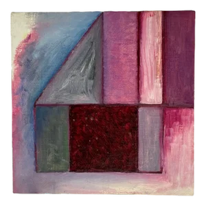 1980 Clark Murray Abstract Linear Oil Painting on Canvas