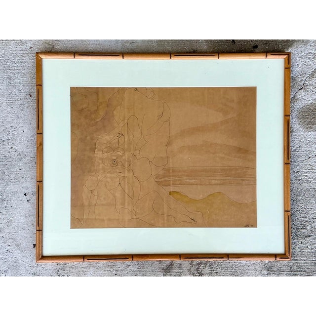 Framed Abstract Figurative Line Drawing For Sale - Image 10 of 16