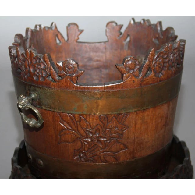 Brown 19th-Century Carved Oak Basket on Stand For Sale - Image 8 of 11