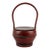 Antique Dark Wooden Chinese Wedding Basket in Red Lacquer With Floral Painted Lid For Sale