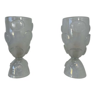 Italian Art Deco Murano Glass Vase Table Lamps, 2000s, Set of 2 For Sale