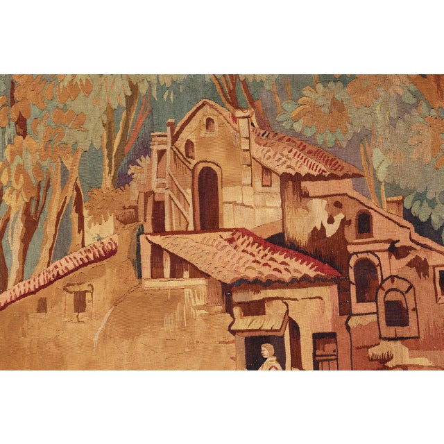 Textile 19th Century Antique French Verdure Tapestry With a Countryside Scene For Sale - Image 7 of 16