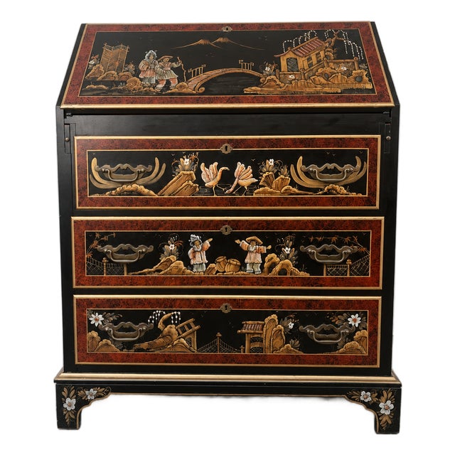 1950’s Japanned Chinoiserie Escritoire by Maddox of New York For Sale