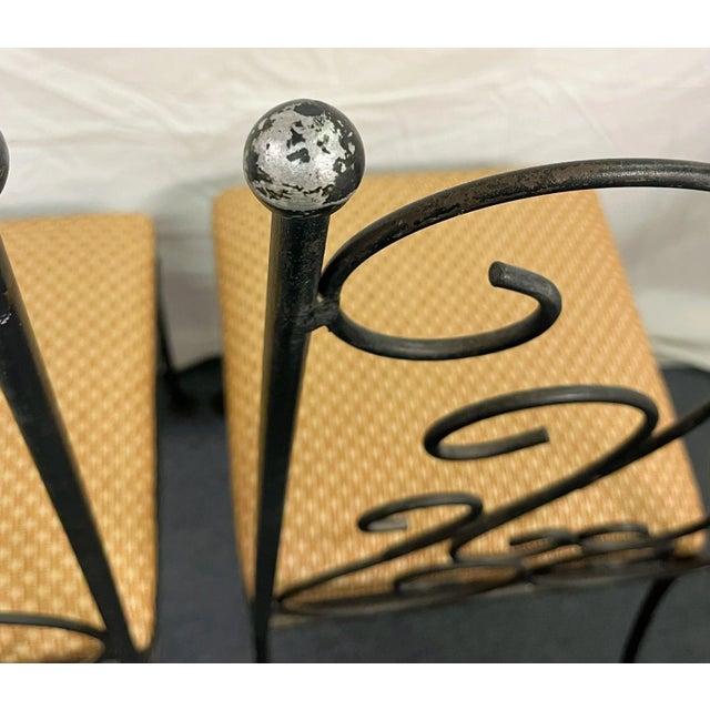 Vintage Salterini Style Scroll Back Metal Dining Chairs With Upholstered Seats- Set of 4 For Sale - Image 11 of 12