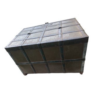 Antique Metal and Iron Clad Indian Dowry Chest For Sale