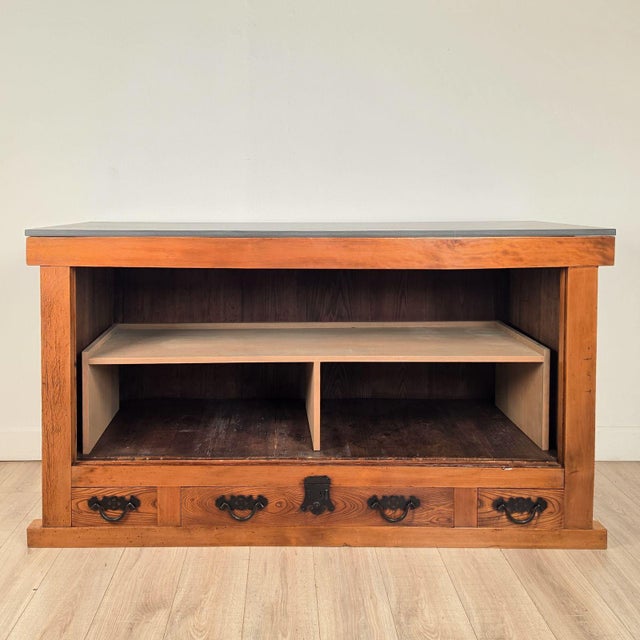 Asian Part of a Japanese Meiji Kitchen Tansu, Now a Slate-Topped Sideboard For Sale - Image 3 of 15