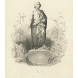 A. H. Payne, Classical Portrait of Wolfgang Amadeus Mozart, Engraving, 1850 For Sale