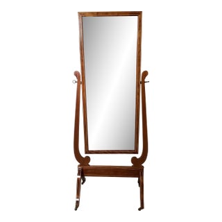 Mahogany Full Length Cheval Dressing Mirror With Inlay For Sale