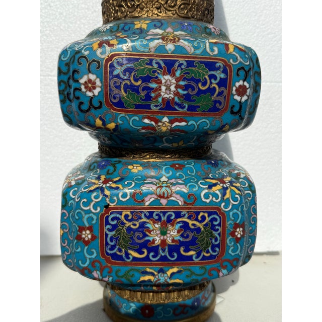 1970s Chinese Cloissone Vase For Sale - Image 4 of 10