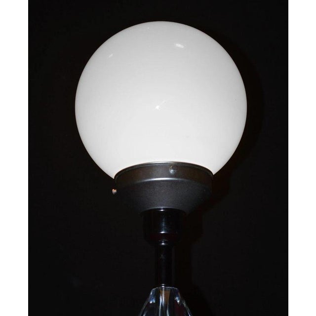 Art Deco Faceted Glass Column Table Lamp with Opaline Shade, 1940s For Sale - Image 13 of 18