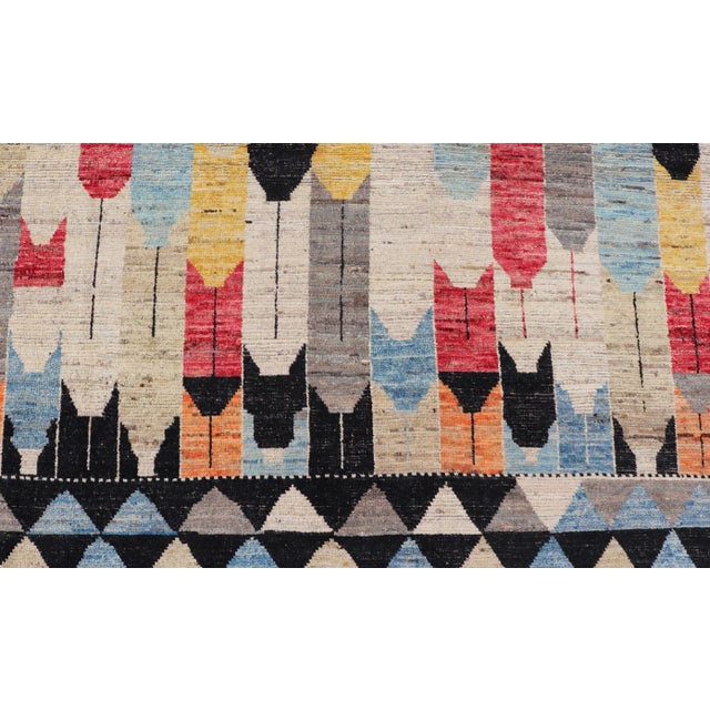 Modern Rug in Art Deco Abstract Design With Multi Colors and Black Border 7'11 X 9'3 For Sale - Image 10 of 10