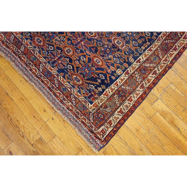 1890s Blue Navy Geometric Rustic Antique Persian Afshar Carpet 4'6" X 6' Knotted Wool Rug For Sale In New York - Image 6 of 6