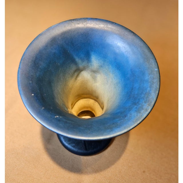 Ceramic Roseville Pottery Zephyr Blue Lily Vase For Sale - Image 7 of 8