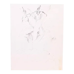 Glen Michaels Signed Modern Orchid Graphite Drawing on Paper