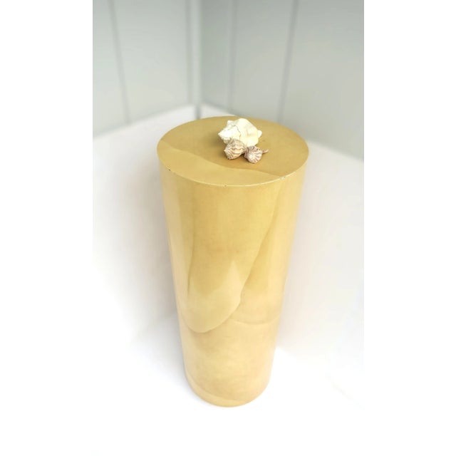 Metal Karl Springer Style Goatskin Parchment Pedestal Column, Modern Postmodern, 1970s 1980s For Sale - Image 7 of 12