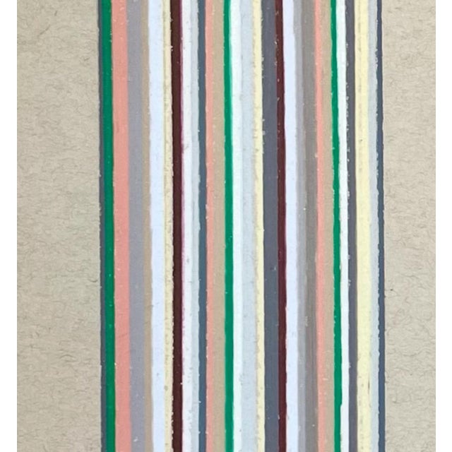 This drawing by Sarah Vaaler features color pencil lines on gray paper. The simple geometric layout makes a bold, colorful...