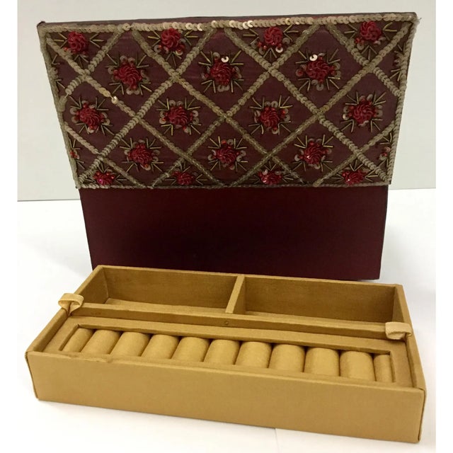 1930s Vintage Silk Beaded Jewelry Box For Sale - Image 12 of 13