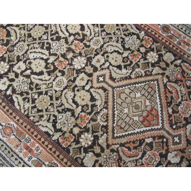 1930s 1930s Brown Tribal Geometric Antique Malayer Persian Rug Hand Knotted 4'3" X 16'0" Wool Carpet For Sale - Image 5 of 5