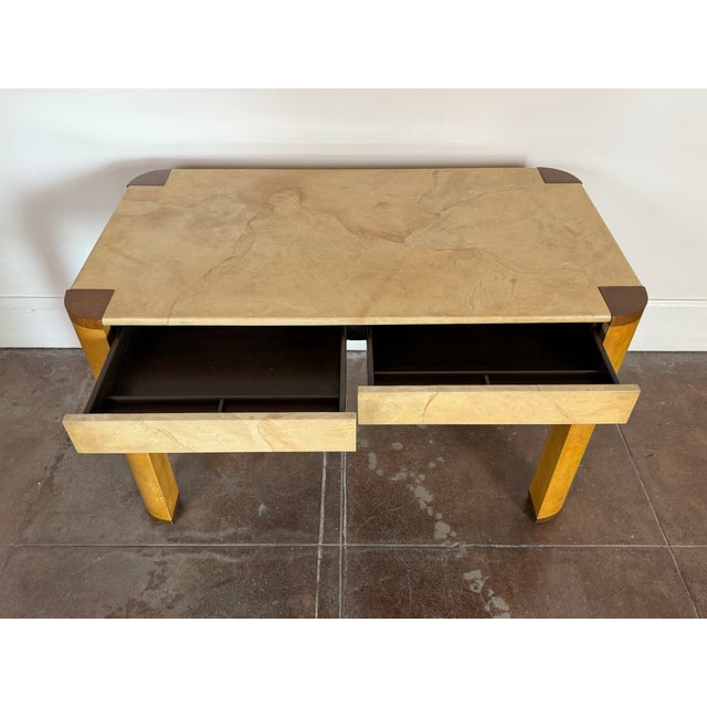 Vintage 1980’s Goatskin Attributed to Karl Springer Desk For Sale - Image 10 of 14