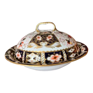 Antique Royal Crown Derby Imari Covered Muffin Dish