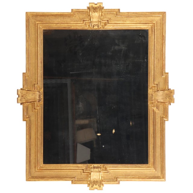 This unusually large Italian mirror features the ability to be easily mounted vertically or horizontally. The gilted...
