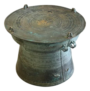 Mid 20th Century Early Southeast Asian Bronze Drum Table with Beautiful Patina