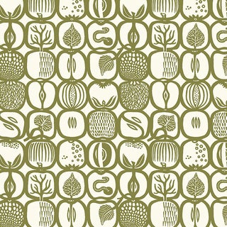 Boråstapeter Fruktlåda Wallpaper In Olive For Sale