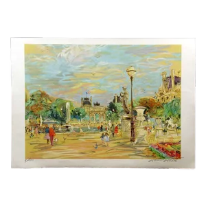 Kamil Kubik "Tuileries Garden" Signed Numbered Lithograph Artwork, Paris France