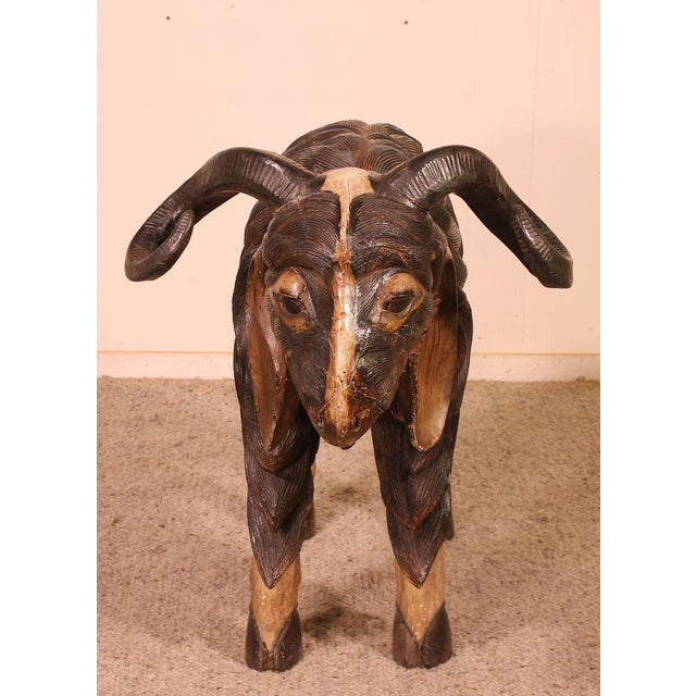 Scottish Rams in Polychrome Wood, 19-Century, Set of 2 For Sale - Image 18 of 18