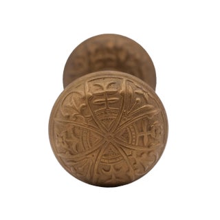 Pair of Antique Lockwood Cast Brass Passage Door Knobs For Sale