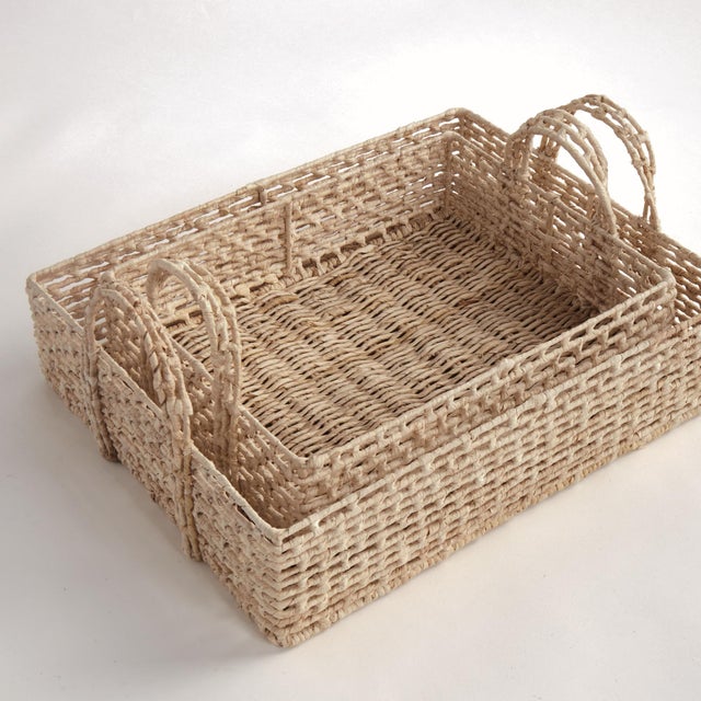 Juliet Abaca Nesting Rectangular Trays, Set Of 2 For Sale In Chicago - Image 6 of 7