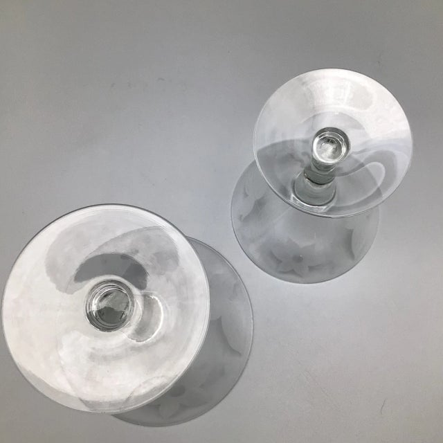 Floral Etched Crystal Stemware Glasses - Set of 18 For Sale - Image 9 of 13