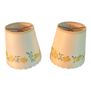 Pair of Hand-Cut Paper Floral Lampshades by Mary Gray Lewis.