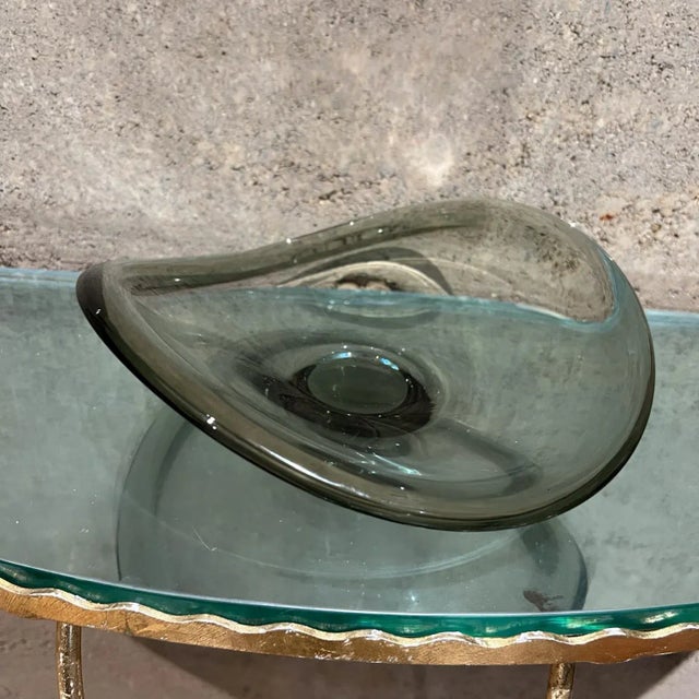 1990s 1990s Studio Art Glass Bowl Sculptural Pedestal Dish For Sale - Image 5 of 11