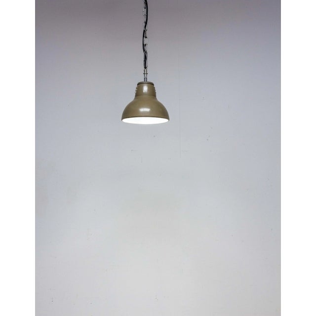 French Holophane Style Tole and Glass Pendant Lamp, 1960s For Sale - Image 6 of 7