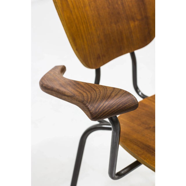 Paper Mid-Century Swedish Tubular Steel and Teak Armchair For Sale - Image 7 of 16