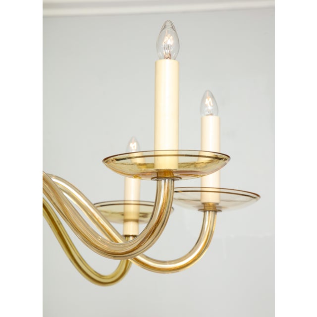 Eight-Arm Amber-Colored Murano Glass Chandelier For Sale In New York - Image 6 of 10