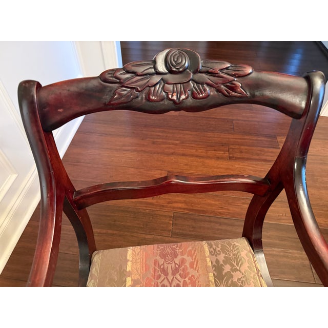Wood 1950s Davis Cabinet Co. Duncan Phyfe Style Cherry Dining Table & 6 Chairs For Sale - Image 7 of 11