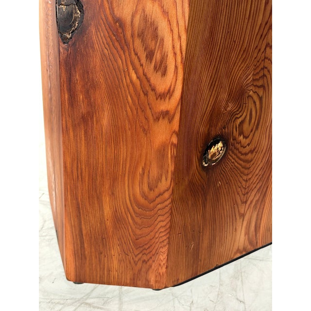 Studio made Douglas Fir sculptural pedestal with copper top in the style of J. B. Blunk