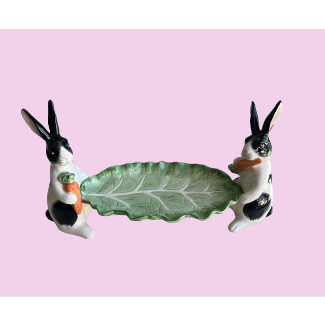 Fitz & Floyd Kensington Rabbit cracker boat server in excellent condition. 12.25 x 5.5w 6.75H