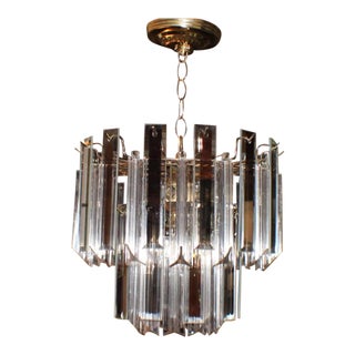 1970s Lucite and Mirrored Glass Chandelier For Sale
